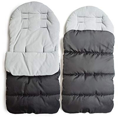 Fußsack Kinderwagen, Universal Fußsack waschbar mit Reißverschluss - Passt für Babyschale, Buggy & Kinderwagen - Warme Decke für Winter und Übergangszeit, Dunkelgrau