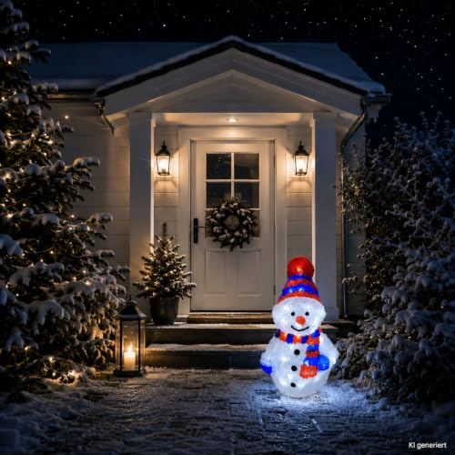 XXL Schneemann Acryl Beleuchtung Figur kaltweiß 96 LEDs Außenbeleuchtung