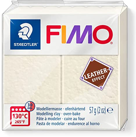 STAEDTLER 8010-029 Fimo Leather-Effect ofenhärtende Modelliermasse (für kreative Objekte im Leder-Look, lederähnliche Optik und Haptik) Farbe elfenbein