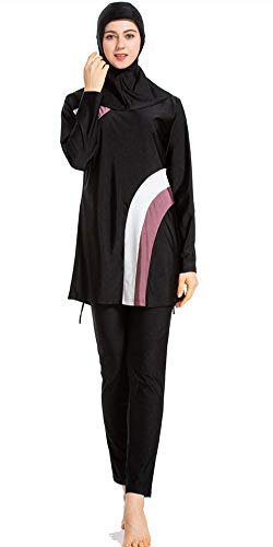 Muslimischer Badeanzug Neu Muslimische Bademode Burkini für Damen Frauen Mädchen Hijab Vollverkleidete Islamische Schwimmanzug UV Schutz Bescheiden Muslim Swimwear (Schwarz, XL)