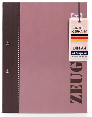 goldbuch 36 116 Zeugnismappe 2Colored Aubergine, Urkundenmappe DIN A4, Dokumentenmappe mit Schraubverschluss und 12 Sichttaschen, Ordnungsmappe aus Leinenstruktur mit 12 Hüllen