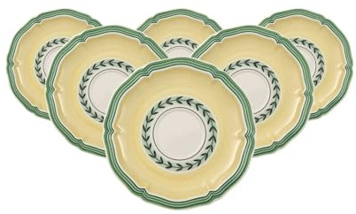Villeroy & Boch French Garden Fleurence - Set di 6 piattini per caffè e caffè, 13 cm, in porcellana rustica francese, colore: Bianco/Multicolore