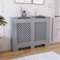 Vida Designs Oxford Radiator Cover – Traditional Cross Pattern, Grey, MDF, Painted Finish, Heat Efficient, Medium, (H 82 x W 111 x D 19 cm)
