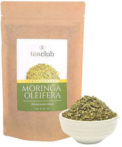 Moringa Thé en vrac 100 g, feuilles de Moringa Oleifera coupe fine, thé à base de plantes TeaClub