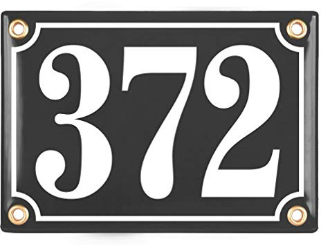 Sosenco Hausnummerschild Hausnummer - 12x17 cm - Keramik Emaille - Wetterfest - Personalisiert - Emailschild (Anthrazit)