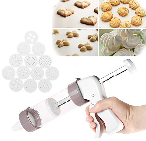 LAEMALLS Presse per Biscotti, Cookies Maker Siringa per Dolci Glassa Che Decora Gun Set, Multifunzionale Mold con 13 Dischi e 6 Punte per Decorazione Torta, Biscotti Fatti in Casa, Dolci, Patisserie#1