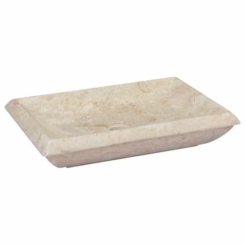 vidaXL Lavabo Lavamanos Inodoro Aseo Cuarto de Baño Cuenca Fregadero Casa Hogar Muebles Mobiliario Decoración Elegante Crema Mármol 50x35x10 cm