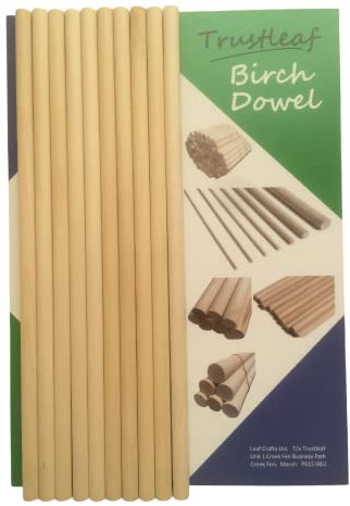 Trustleaf 10mm x 30cm Birch Hardwood Wooden Dowels (10 Dowels)