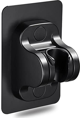 YUTOU Support de pommeau de douche, sans perçage, angle autocollant, réglable, super puissance, étanche, résistant à l'humidité (noir)