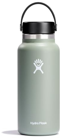 Hydro Flask - Water Bottle 946 ml (32 oz) - Vacuum Insulated Stainless Steel Water Bottle with Leak Proof Flex Cap and Powder Coat - Wide Mouth - Agave