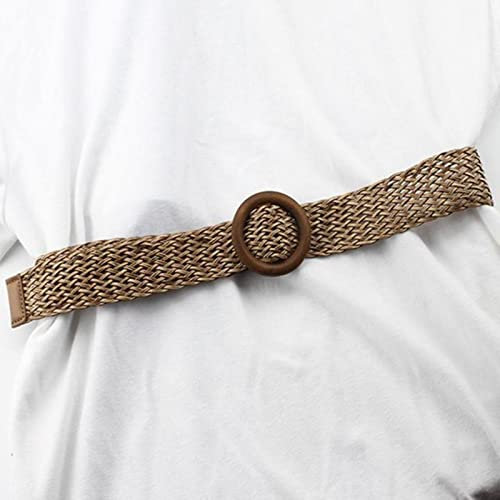 COOKOE Strohgürtel Frauen Geflochtene Taille Übergröße Damen Gürtel für Frauen Schnalle Boho Breite Kummerbunds Zopf Gürtel
