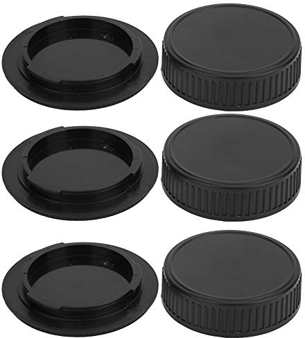 Akozon Camera Lens Cover Kit, 3PCS Black Plastic Portable Lens Rear Cover Body Front Cap Kit Fit for Pentax PK Mount Camera Lens Accessories