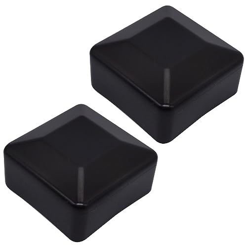 SKIR'CO (2 Stück) Zaunpfostenkappen, quadratisch 50 x 50 mm, schwarze Kunststoffkappen für Zaunpfosten, Farbe Schwarz RAL 9005