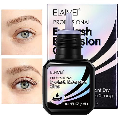 Colle à cils - Colle à cils à tenue super forte - Colle invisible, longue durée, imperméable, à séchage rapide pour les yeux sensibles Faux cils Comprend un outil applicateur Colle à paupières Jingan