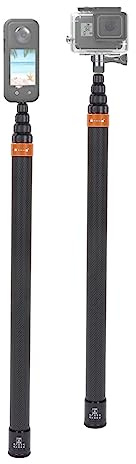 Motion Camera Selfie Stick pour Insta360 X3 pour One RS pour GO 2 pour One X2 One R One X, Extensible Spin Léger Bâton en Fibre de Carbone pour la Photographie (Orange)