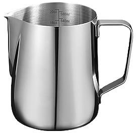 Pot à Lait 304 Acier Inoxydable,Pot à Lait Mousser Metal, Pot à Lait Inox Avec Poignée, Pichet Inox Pour Cappuccino, Barista Avec Mesure Mark pour Cappuccino, Expresso, Latte Art