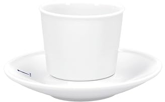 KPM Berlin Flugzeugtasse – Porzellan weiße Espressotasse mit Untertasse, Bauhausdesign von Marguerite Friedlaender 1930, handgefertigte Kaffeetasse aus Berlin im Geschenkkarton