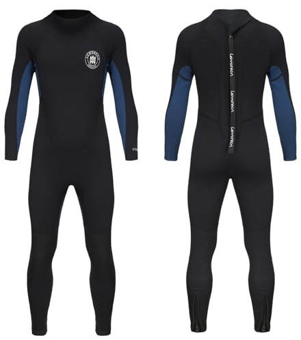 Lemorecn Kids 3mm Back Zip Full Wetsuit for Boys Girls Toddlers(4131blacknavy-8)
