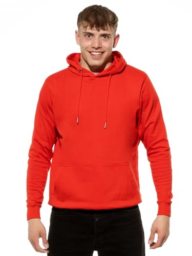 Cotton Prime Cómoda y elegante sudadera con capucha unisex para hombre y mujer, rojo, XXL