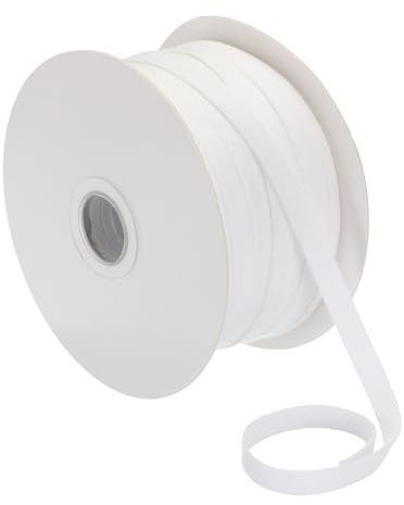PATIKIL Bomullstwilltejp 1/4 tum 50 meter 100 % bomullsband snedband fiskbensmönstrad väv trim för sömnad presentförpackning, solid vit