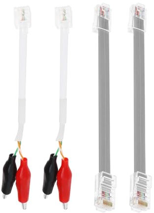 Be In Your Mind Lot de 2 câbles de rechange pour testeur de fil, câble de test de réseau LAN, câble de test de ligne téléphonique de 16 cm, avec pinces crocodiles RJ11 RJ45