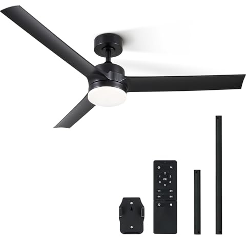 CO-Z 52 Zoll Deckenventilator mit Beleuchtung und Fernbedienung 2 in 1 Ventilator LED Deckenleuchte ABS mit Timer für Innen und überdachten Außenbereich