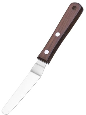 sourcing map Icing Spatula with 4 Inch Stainless Steel Bent Blade Cake Angled Scraper Offset Frosting Spatula with Wood Handle for Cake Decorating, Smoothing Frosting, Baking, Wood Color