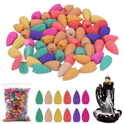 300 Stück Rückfluss Räucherkegel, Räucherstäbchen, Reverse Wasserfall Kegel, Räucherkegel Rückfluss RäUcherkegel Bunte Mischung Reverse Wasserfall Kegel für Schlafzimmer Office Yoga Zimmer