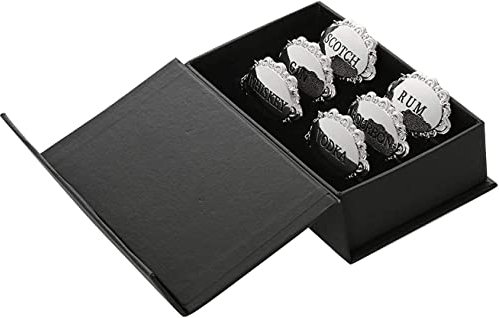 Amlong Plus Oval Liquor Tags for Decanters or Bottles, A Set of 6 (Gin, Vodka, Whiskey, Bourbon, Scotch, Rum)