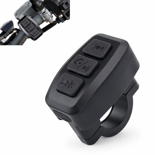 Contrôleur Bluetooth pour Vélo Moto, Télécommande de Téléphone Portable étanche IPX6 pour iOS, Android, Rechargeable, Portée 15M (Black)