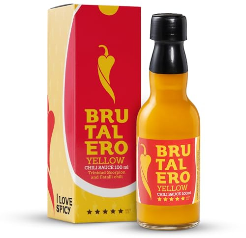 Brutalero Scorpion Yellow 100 ml – Sauce Piquante Fermentée Ultra Forte – 80% Fatalii & Trinidad Scorpion Yellow – Artisanale de Croatie