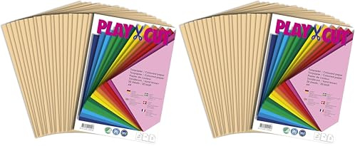 PLAY-CUT Tonpapier A4 Sandbraun (130g/m2) | 20 Bogen Din A4 Papier zum Basteln Drucken | Dickes Bedruckbares Bastelpapier Set und Druckerpapier A4 | Premium Tonzeichenpapier & Craft Paper