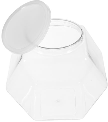COLLBATH Barattolo Esagonale in Trasparente Contenitore Per Dolci Coperchio Barattolo Per Biscotti Tè Snack Perline e Altri Oggetti