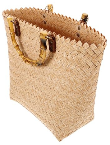 VALICLUD Handgefertigte Französische Korbtasche Aus Handgewebtem Rattan Robuste Strohtasche Beige Vielseitige Boho Strandtasche Und Einkaufskorb Für Damen Und Mädchen Elegante Sommer-clutch
