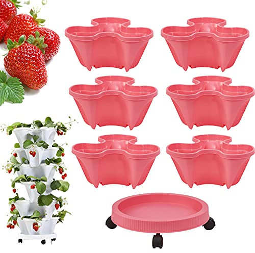 Support vertical en plastique à 6 niveaux pour plantes de fraises et plantes à arrosage automatique Rose