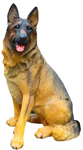 WOTZOV Statues de Chien de Jardin, Figurine Animale réaliste en résine, Sculpture de Chien Loup, décoration d'intérieur, Jardin de Pendaison de crémaillère