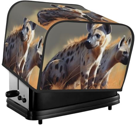 Copertura per tostapane a quattro fette con stampa di animali iena per piccoli elettrodomestici da cucina, protezione per impronte digitali