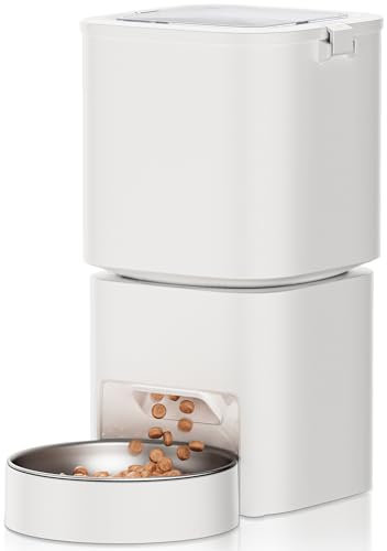 DUDUPET Futterautomat Katze, 5L Großes Fassungsvermögen, Intelligenter Katzenfutter Automat, Einfache Bedienung, 1-10 Mahlzeiten pro Tag, Futterspender für Katzen und Hunde