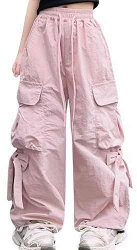 SEAUR Cargo Pantalons Fille Hip Hop Sport Pantalons Baggy Jogging Casual Enfants Danse Jazz 160