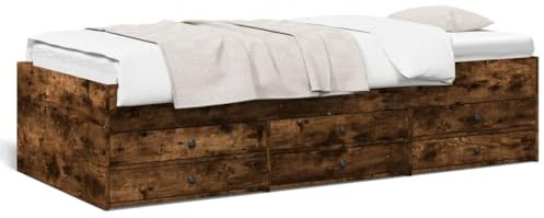 Fasba Tagesbett, Gästebett mit 6 Schubladen mit Rollen, Schlafsofa für Schlafzimmer, Bettsofa Sofabett Daybed Bett, Räuchereiche 75x190cm Holzwerkstoff