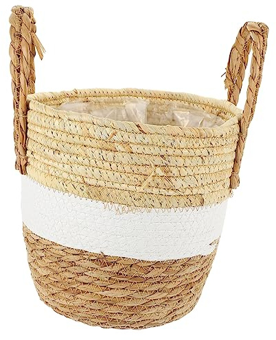 HEMOTON Decoración de macetas de Flores de Mimbre Largo Tejido Cesta de Cosecha Tejidas a Mano Planta cestas de Almacenamiento de Algas Marinas Cesta para sembradora de Algas Marinas