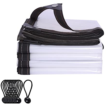 Telone Trasparente Impermeabile con Lacci Elastici, Telo Antipioggia, 6 x 3 m, Copertura per Piante da Giardino con Occhielli, per Piante, Serre, canili, tetti da Cortile