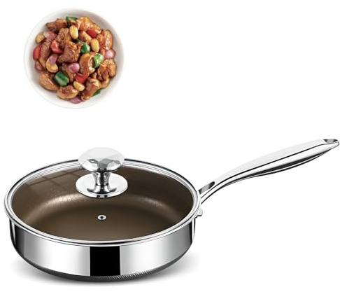 24/26/28/30 Cm Pan Pro con Titanio con Tapa, Sartén de Titanio, Titanio No Resistente a Rasguños de Rasguño Ultra Resistente a Los Shish M