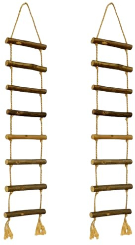 BaiDekun 2 Stück Small Strickleiter für Wichtelstreich, Elfenleiter, Miniatur Leiter, Miniatur Wichtel Leiter für Wichteltür Weihnachten Deko Puppenhaus, Strickleiter 10 x 70cm