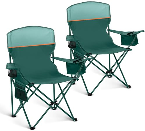 LET'S CAMP Campingstuhl 2er Set Klappstuhl Campingsessel mit Getränkehaltern Faltstuhl Camping Angelstuhl Klappbar mit Armlehnen Outdoorstuhl
