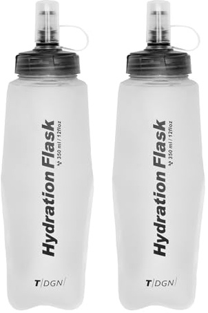 TRIWONDER Bouteille d'eau Souple Gourde Sport, A - Blanc, 350 ml - 2 Pièces | Pliable, Flasque Running, Poche Hydratation, Utilisation en Extérieur