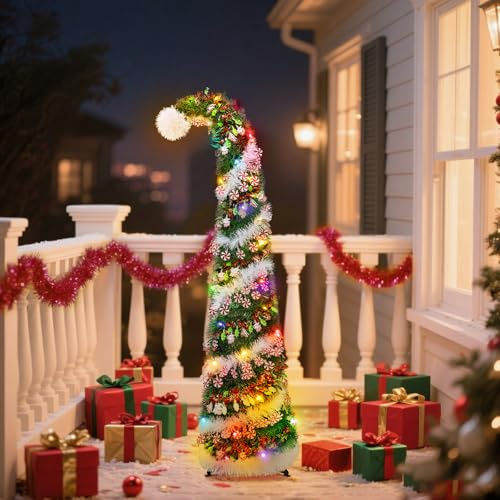 Árbol de Navidad plegable, árbol de Navidad artificial, 5 pies / 1,5 m, color oro rosa, decoración navideña brillante, árbol de Navidad (árbol de Navidad verde)