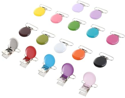 JOINPAYA Attache Bretelle 17pcs Clips Métalliques en Acier avec Finition Brillante, Pinces Rondes Simples et Élégantes pour Fixation Ferme des Vêtements et Accessoires Sucette