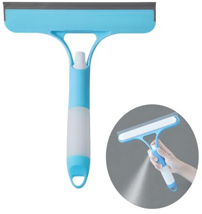 3 in 1 Window Scraper and Window Cleaning Tool with Sprayer Streak Free Squeegee TPR Soft Blade for Windows Walls Cars Ergonomic Handle