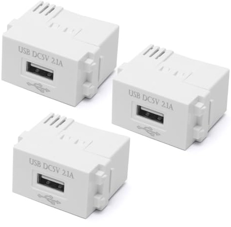 USB Stromversorgungsmodul, 220 V Buchse, 5 V Transformator, 2,1A USB-Ladesteckdose Schaltadapter, Unterputz für Smartphones und MP4 (3 Stück)